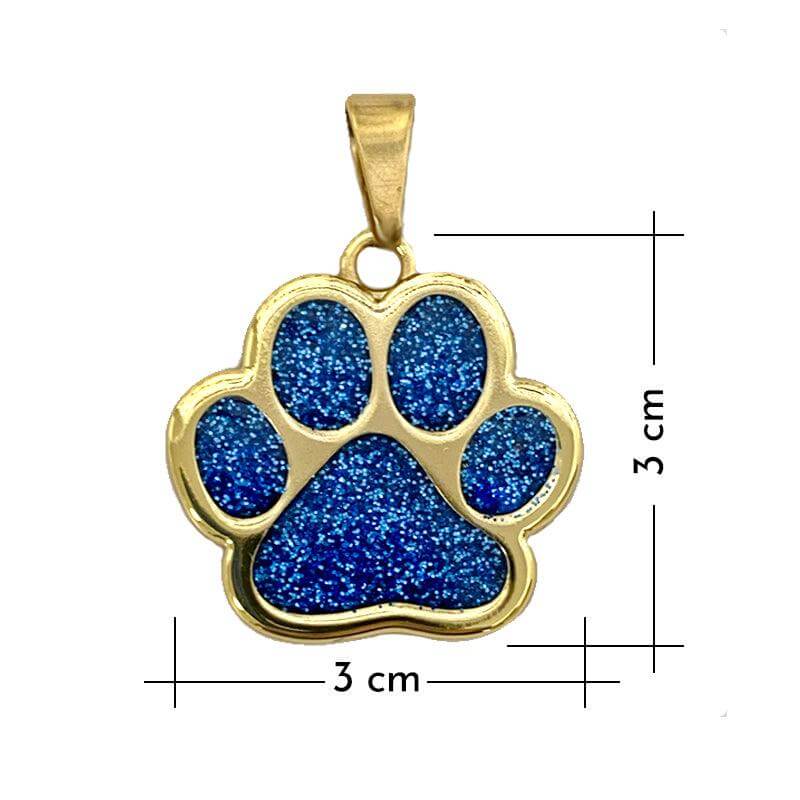 Chapa identificativa para perro pata glitter 3cm - Pet Peterson | Collares para perros pequeños